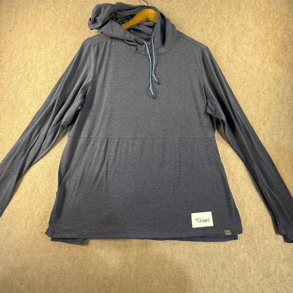LL Bean Womens Blue Heathered Pullover Hoodie L PET 517702